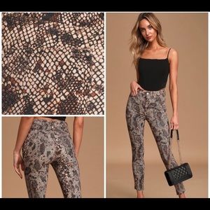 Free People Raw High-Rise Snake Print Skinny Jeans